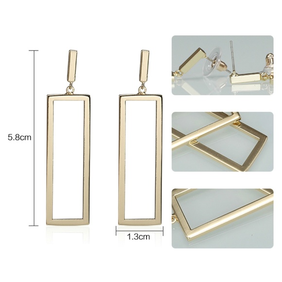 NEW Metal Frame Drop Earrings, Gold/Silver - Picture 6 of 6